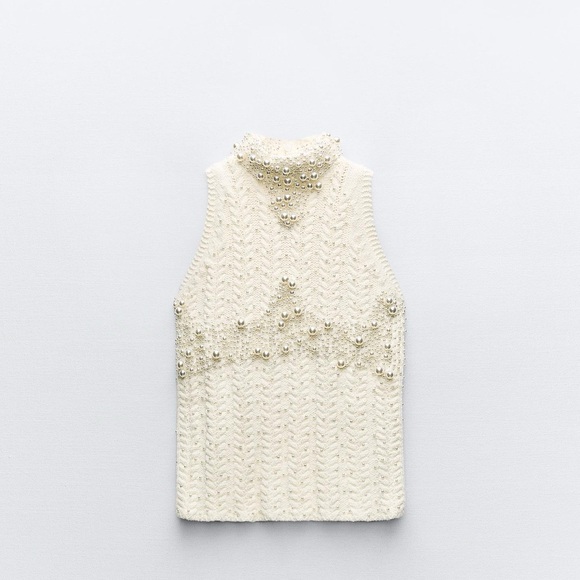 Zara knitwear top with faux pearls - Picture 5 of 6